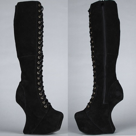JEFFREY CAMPBELL Walk-Tall Black Suede Knee Boot - Picture 3 of 7